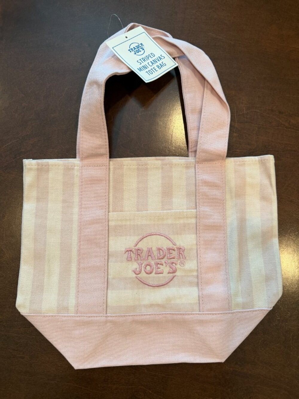 NEW Set of 4 new striped TRADER JOES MINI TOTE BAGS - 1 of each color - Picture 2 of 5
